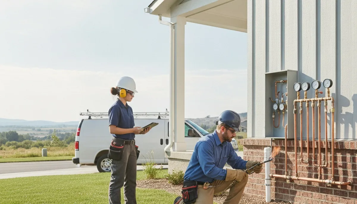 Loveland, CO plumbing repair technician servicing a residential plumbing system